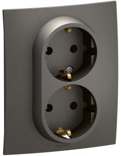 Legrand Контакт шуко ДВОЕН 16A моноблок цвят Сив Niloe New NP3131MG - Цена | LEDs4economy