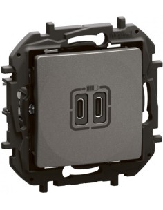 Legrand Розетка 2хUSB за зареждане тип C 3A 15W цвят Сив Niloe New NP3404MG - Цена | LEDs4economy