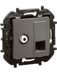 Legrand Розетка TV тип F конектор + RJ45 UTP cat.6 цвят Сив Niloe New NP493MG - Цена | LEDs4economy