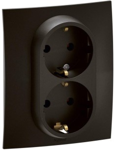 Legrand Контакт шуко ДВОЕН 16A моноблок цвят Черен Niloe New NP3131BK - Цена | LEDs4economy