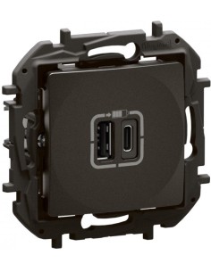 Legrand Розетка 2хUSB за зареждане тип A+C 3A 15W цвят Черен Niloe New NP3403BK - Цена | LEDs4economy