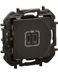 Legrand Розетка 2хUSB за зареждане тип C 3A 15W цвят Черен Niloe New NP3404BK - Цена | LEDs4economy