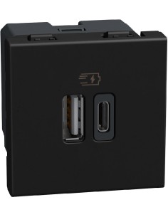 Bticino Розетка 2xUSB за зареждане тип A+C 3A 15W 2 мод. цвят Графит Light Now Bticino YD4287C2 - Цена | LEDs4economy