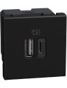 Bticino Розетка 2xUSB за зареждане тип A+C 3A 15W 2 мод. цвят Графит Light Now Bticino YD4287C2 - Цена | LEDs4economy