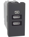 Bticino Розетка 2xUSB за зареждане тип C+C 3A 15W 1 мод. цвят Графит Light Now Bticino YD4191CC - Цена | LEDs4economy