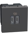 Bticino Розетка 2xUSB за зареждане тип C+C 3A 30W 2 мод. цвят Графит Light Now Bticino YD4293CC - Цена | LEDs4economy