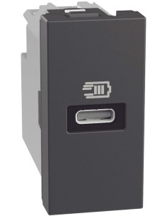 Bticino Розетка USB за зареждане тип C Power Delivery 20W 1 мод. цвят Графит Light Now Bticino YD4192C - Цена | LEDs4economy