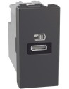 Bticino Розетка USB за зареждане тип C Power Delivery 20W 1 мод. цвят Графит Light Now Bticino YD4192C - Цена | LEDs4economy