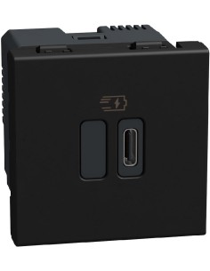 Bticino Розетка USB за зареждане тип C Power Delivery 45W 2 мод. цвят Графит Light Now Bticino YD4294C - Цена | LEDs4economy