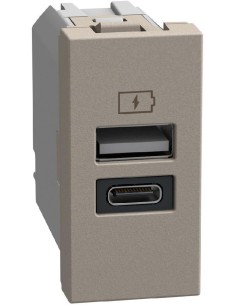 Bticino Розетка 2xUSB за зареждане тип A+C 3A 15W 1 мод. цвят Камък Light Now Bticino YG4191AC - Цена | LEDs4economy