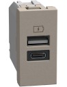 Bticino Розетка 2xUSB за зареждане тип A+C 3A 15W 1 мод. цвят Камък Light Now Bticino YG4191AC - Цена | LEDs4economy