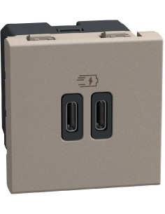 Bticino Розетка 2xUSB за зареждане тип C 3A 15W 2 мод. цвят Камък Light Now Bticino YG4286C2 - Цена | LEDs4economy