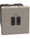 Bticino Розетка 2xUSB за зареждане тип C 3A 15W 2 мод. цвят Камък Light Now Bticino YG4286C2 - Цена | LEDs4economy