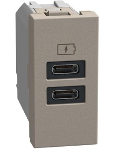 Bticino Розетка 2xUSB за зареждане тип C+C 3A 15W 1 мод. цвят Камък Light Now Bticino YG4191CC - Цена | LEDs4economy