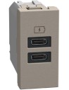 Bticino Розетка 2xUSB за зареждане тип C+C 3A 15W 1 мод. цвят Камък Light Now Bticino YG4191CC - Цена | LEDs4economy