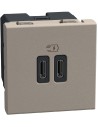 Bticino Розетка 2xUSB за зареждане тип C+C 3A 30W 2 мод. цвят Камък Light Now Bticino YG4293CC - Цена | LEDs4economy