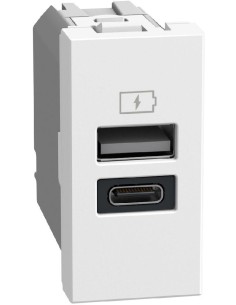 Bticino Розетка 2xUSB за зареждане тип A+C 3A 15W 1 мод. цвят Бял Light Now Bticino YW4191AC - Цена | LEDs4economy