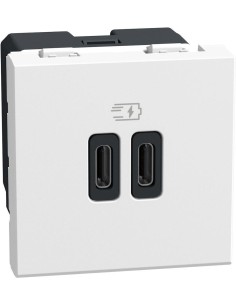 Bticino Розетка 2xUSB за зареждане тип C 3A 15W 2 мод. цвят Бял Light Now Bticino YW4286C2 - Цена | LEDs4economy