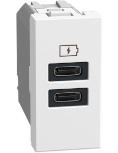 Bticino Розетка 2xUSB за зареждане тип C+C 3A 15W 1 мод. цвят Бял Light Now Bticino YW4191CC - Цена | LEDs4economy