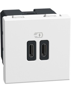 Bticino Розетка 2xUSB за зареждане тип C+C 3A 30W 2 мод. цвят Бял Light Now Bticino YW4293CC - Цена | LEDs4economy