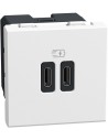 Bticino Розетка 2xUSB за зареждане тип C+C 3A 30W 2 мод. цвят Бял Light Now Bticino YW4293CC - Цена | LEDs4economy