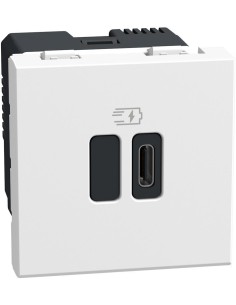 Bticino Розетка USB за зареждане тип C Power Delivery 45W 2 мод. цвят Бял Light Now Bticino YW4294C - Цена | LEDs4economy