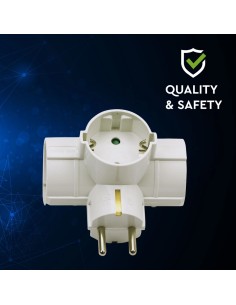 V-TAC 3 Щепсел Разклонител 10/16А 250V Страничен Бял - 8790 - Цена | LEDs4economy 2