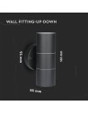 V-TAC GU10 Wall Fitting Stainless Steel Body Matt Black IP44 2Way - 7569 - 5