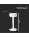 V-TAC 3W LED Настолна Лампа (D120*260) 3IN1 Бяла+Прозрачна Колона - 10571 - 4