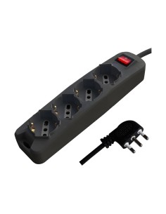 V-TAC 1.5M EXTENSION SOCKET W/ 1 SWITCH (POLYBAG+CARD) 4 PIN - Black - 87111 - Цена | LEDs4economy