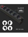 V-TAC 1.5M EXTENSION SOCKET WITH 1 SWITCH (POLYBAG+CARD)5 PIN - Black - 87121 - 3
