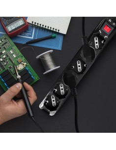 V-TAC 1.5M EXTENSION SOCKET W/ 1 SWITCH (POLYBAG+CARD) 6 PIN -Black - 87131 - Цена | LEDs4economy 2