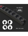 V-TAC 1.5M EXTENSION SOCKET W/ 1 SWITCH (POLYBAG+CARD) 6 PIN -Black - 87131 - 3