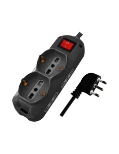 V-TAC 1.5M MULTIPLE SOCKET WITH SWITCH (POLYBAG+CARD) 2X2 PIN Black - 87341 - Цена | LEDs4economy
