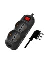V-TAC 1.5M MULTIPLE SOCKET WITH SWITCH (POLYBAG+CARD) 2X2 PIN Black - 87341