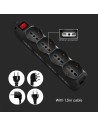 V-TAC 1.5M MULTIPLE SOCKET WITH SWITCH (POLYBAG+CARD) 4X2 PIN Black - 87361 - 3