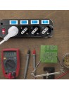 V-TAC 1.5M EXTENSION SOCKET W/ INDIVIDUAL SWITCH (POLYBAG+CARD) 4PIN Black - 87371 - 2