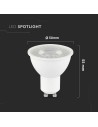 V-TAC LED Крушка - 7.5W GU10 SMD Пластик 38° 6400K - 218771 - 5