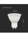 V-TAC LED Крушка - 7.5W GU10 SMD Пластик 110° 6500K - 23882 - 4