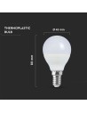 V-TAC LED Крушка - 6.5W E14 P45 4000K - 24019 - 4