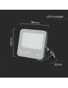 V-TAC 50W LED Прожектор CREE ЧИП Черно Тяло Сиво Стъкло 4000K 135LM/W - 232166 - 4
