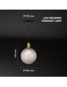 V-TAC E27 Пендел (D100*H25mm) Месинг+Опушено Сиво - 24133 - 5