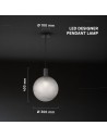 V-TAC E27 Пендел (D100*H25mm) Черен Мат+Опушено Сиво - 24132 - 5