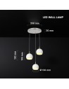 V-TAC 3X10W LED Декоративна Висяща Лампа (D250*H30mm) 3000K Драскан Никел+Бяло - 24129 - 4