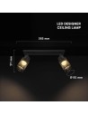 V-TAC 2X6W LED Декоративна Лампа Таван (L400*W70*H30mm) 3000K Черен Мат - 24120 - 4