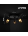 V-TAC 3X6W LED Декоративна Лампа Таван (D300*H30mm) 3000K Черен Мат - 24119 - 4