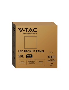 V-TAC LED Панел 40W 600x600mm 120Lm/W 4000K Вкл. Драйвер 10БР/СЕТ - 24143 - Цена | LEDs4economy 2