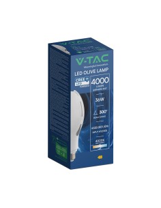 V-TAC 36W LED Крушка E27 Olive Lamp CREE ЧИП 4000K - 21284-6 - Цена | LEDs4economy 2