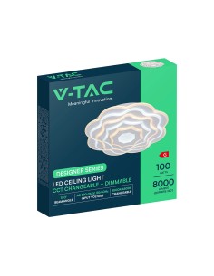 V-TAC 100W LED Таванна Лампа 3в1 Димираща С IR Дистанционно Бяло Тяло - 24175 - Цена | LEDs4economy 2