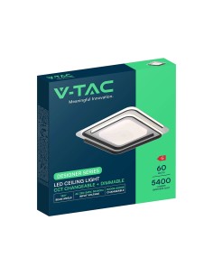 V-TAC 60W LED Таванна Лампа 3в1 Димираща С IR Дистанционно Бяло+Черно Тяло - 24178 - Цена | LEDs4economy 2